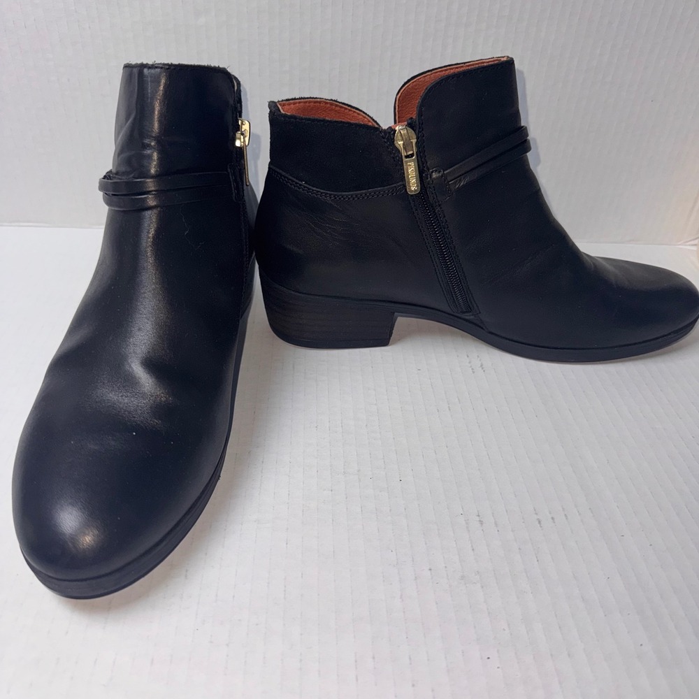Pikolinos Royal W4D-8637 Ankle Boots Women 40 Black Leather Suede Mixed Media